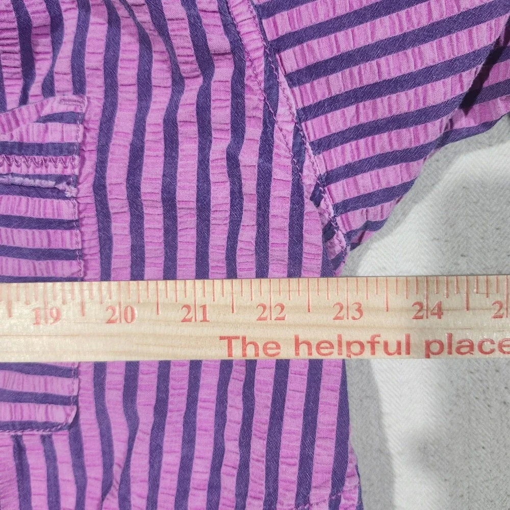 We The Free Free People Purple Striped Ruffle Button Down Boho Top Women Small